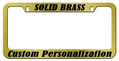 Solid Brass Engraved Metal License Plate Frame | Brass LPF-gold